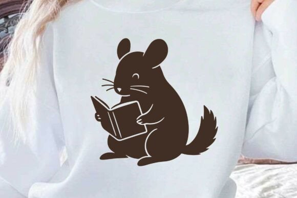 Chinchilla Reading Book SVG Silhouette