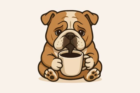 Cute Bulldog Drinking Coffee Sublimation