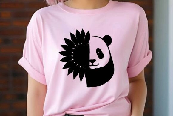 Half Panda Half Sunflower Silhouette