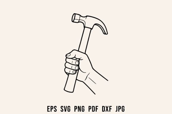 Hammer in Hand Silhouette Vector Clipart