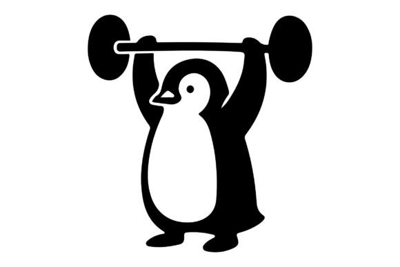 Penguin Doing Gym SVG Clipart Silhouette
