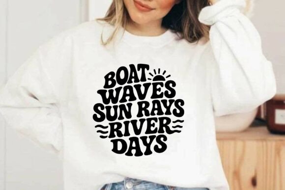 Retro Boat Waves Sun Rays River Days SVG Review
