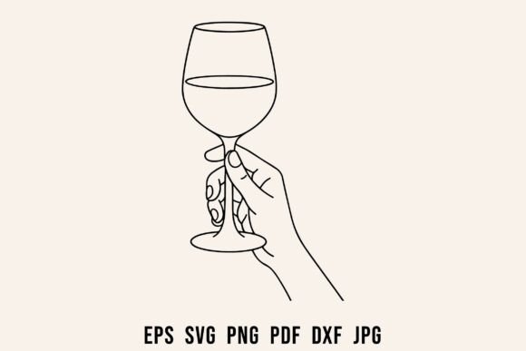 Wine Glass in Hand Lineart Clipart Review